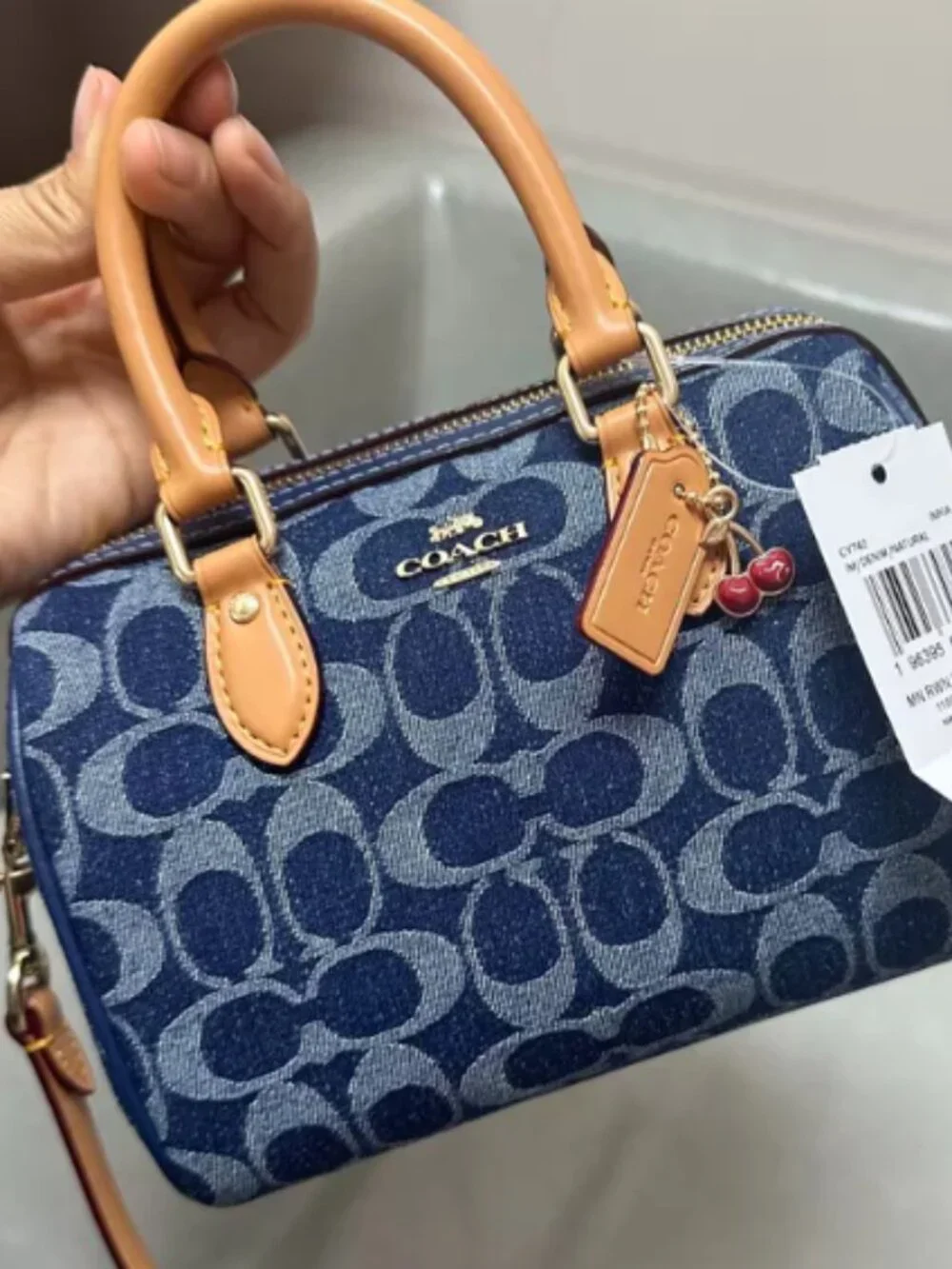 Coach Mini Blue Signature Canvas Handbag Small Crossbody Bag Shoulder Purse
